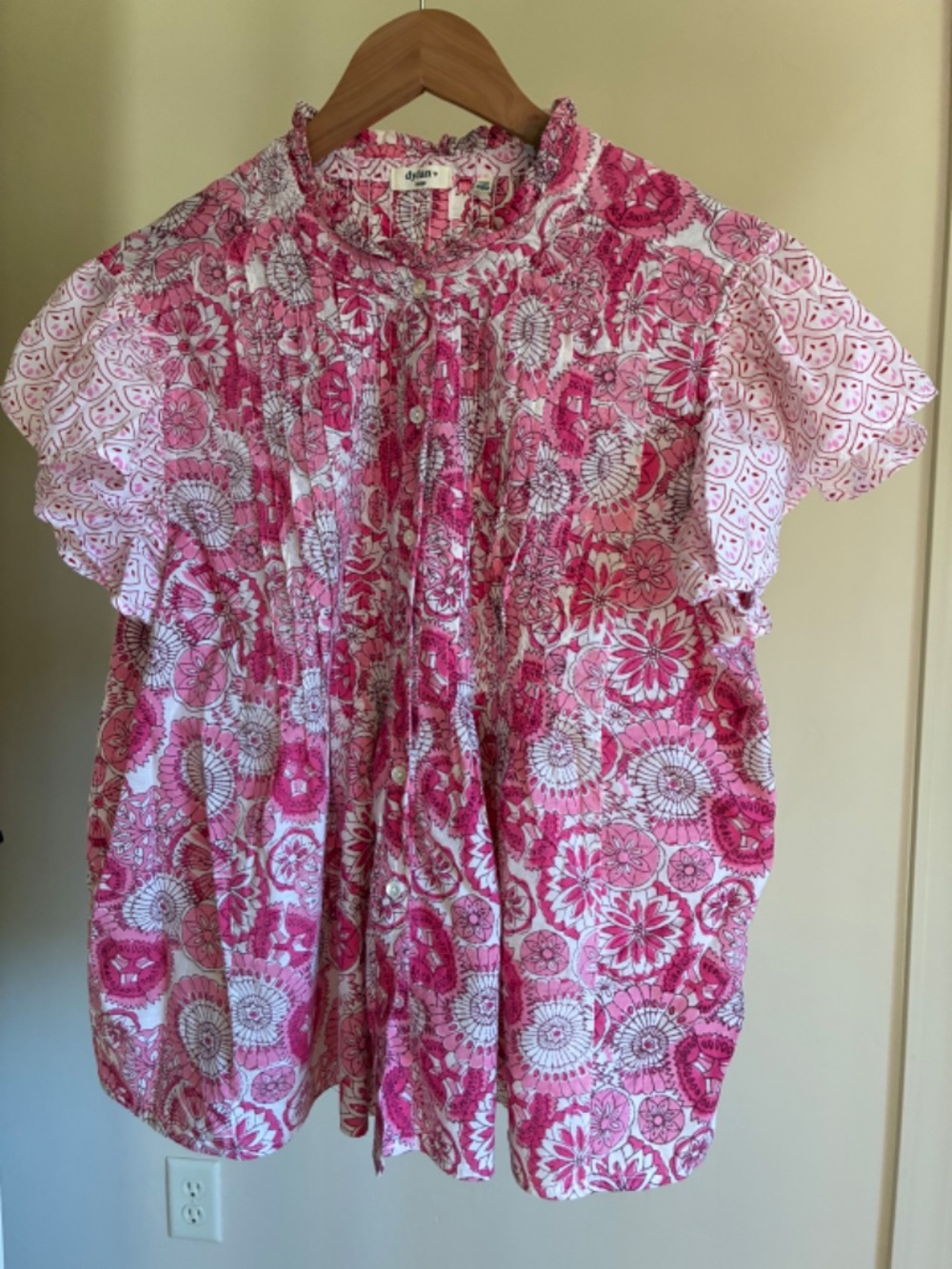 Miked Floral Print Peasant Button Up Peasant Blouse - Picture 2 of 9